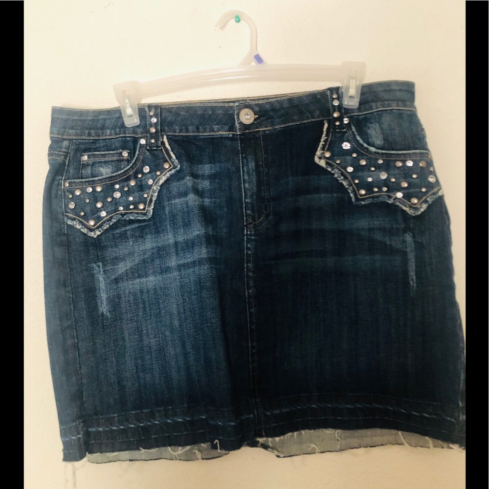 Plus Size Denim Mini Skirt